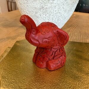 VTG Red Floral Elephant Resin Figurine Collectible